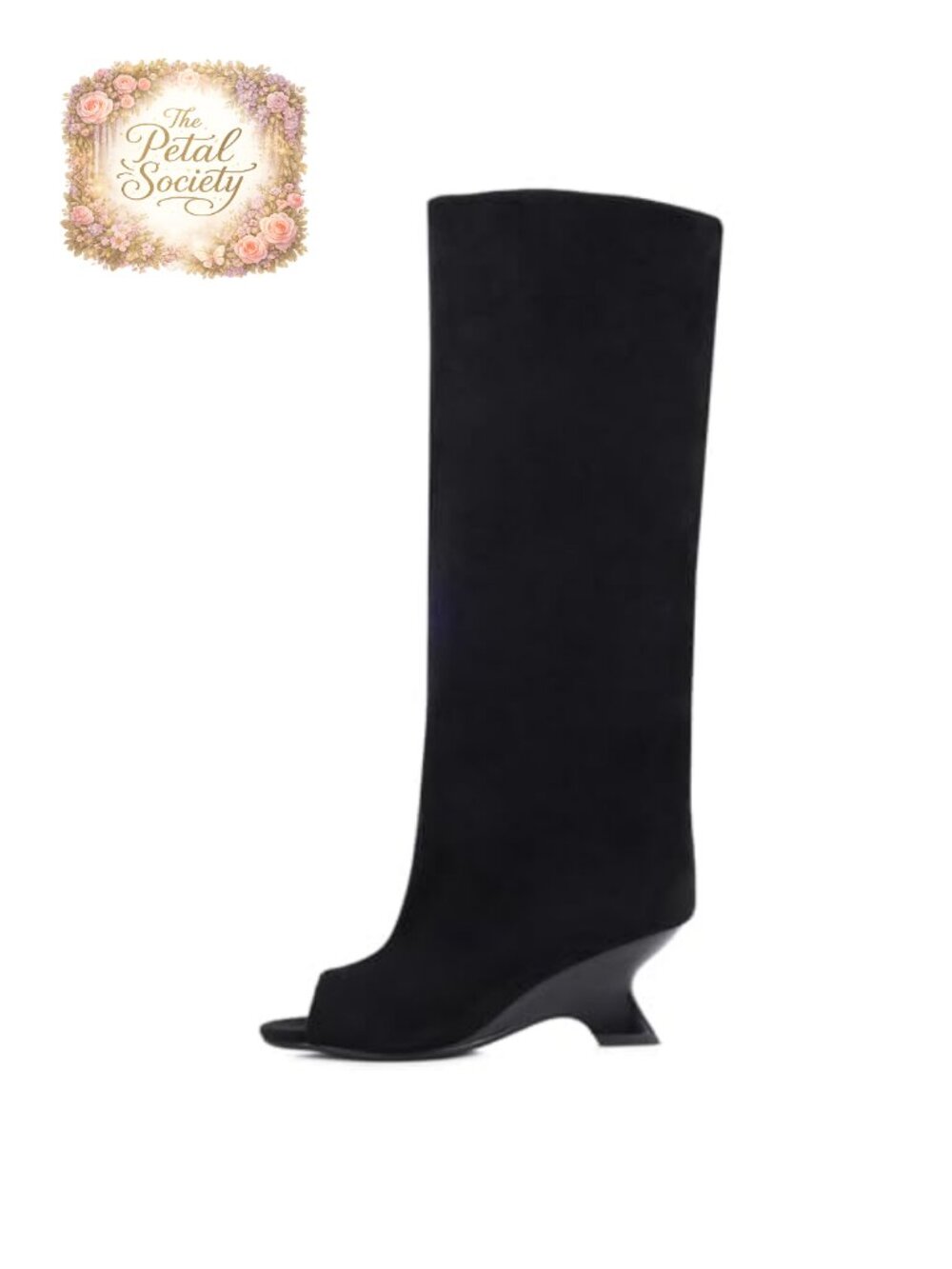 Platform Knee High Heels Open Toe Suede Boots